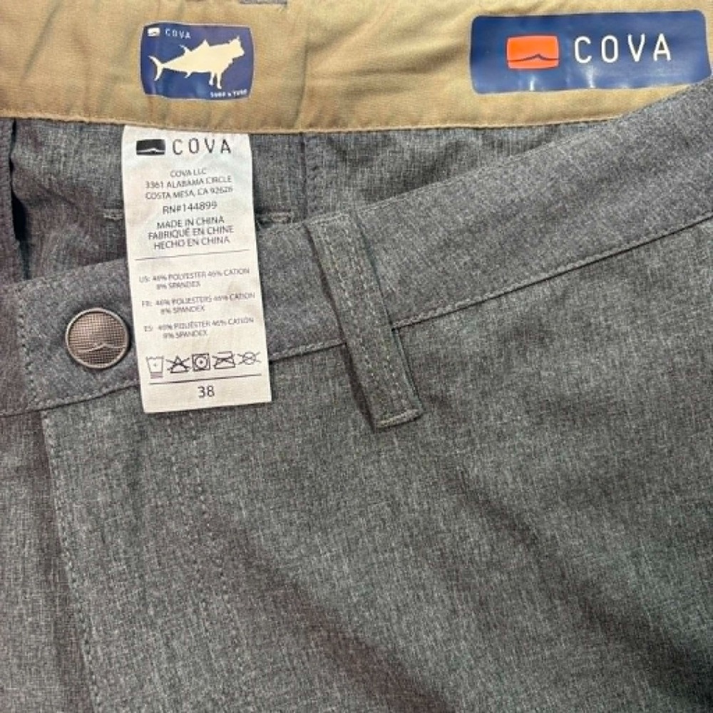 Cova Men 38 Hybrid Shorts Charcoal Gray Performance Stretch Surf Golf Swim Zip
